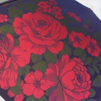 槙田商店【晴雨兼用折りたたみ傘】”絵おり” 大バラ：紺 FAA5063