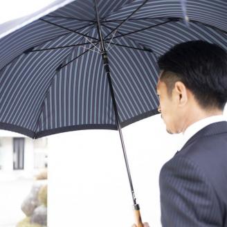 槙田商店【紳士雨傘】長傘 Tie Plain×Stripe 紺 FAA5005