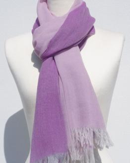 富士桜工房ウールガーゼストール「KASANE」紅藤色（ピンク×パープル）無縫製 二重織 FAA4007