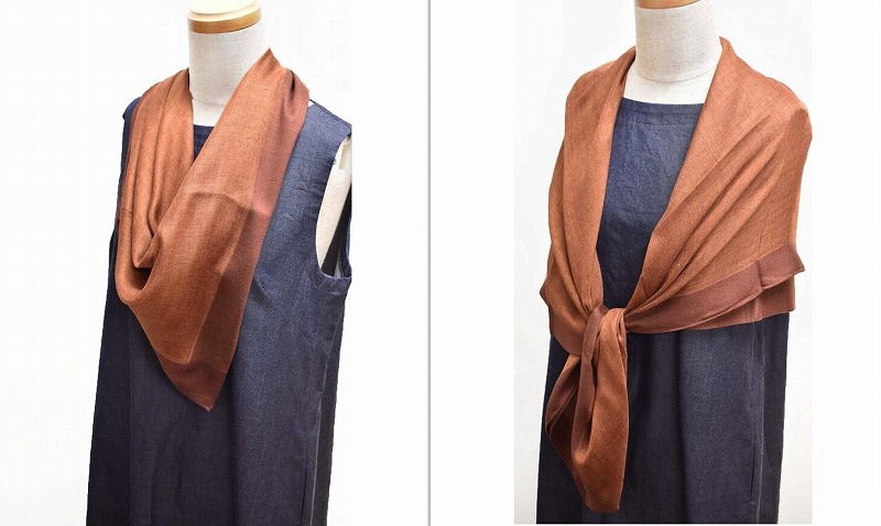 シルク×カシミヤストール Frame(ブラウン)(男女兼用)天然素材ストール専門店muto FAA4026