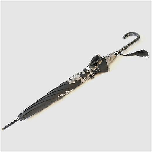 槙田商店【晴雨兼用】長傘 ”絵おり” 百合：黒 FAA5075