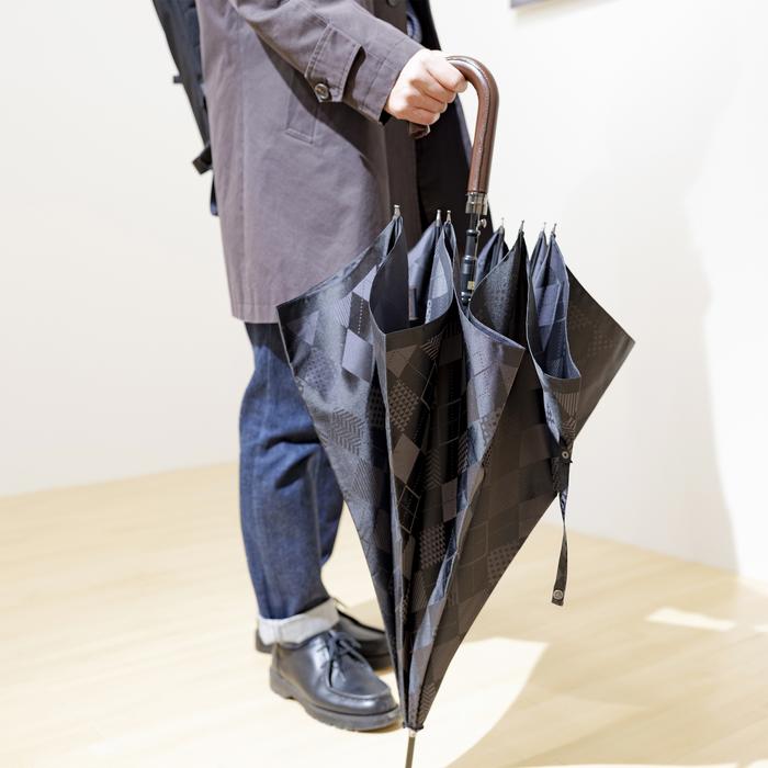 槙田商店【紳士晴雨兼用】長傘 monotone アーガイル FAA5023