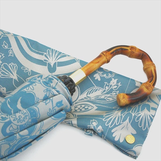 槙田商店【晴雨兼用 折りたたみ傘】kirie 更紗：レイクブルー FAA5034