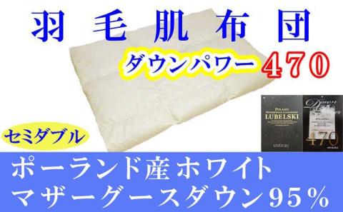 羽毛肌掛け布団 セミダブル【ポーランド産マザーグース９５％】羽毛布団 羽毛肌布団 【ダウンパワー470】羽毛肌ふとん 寝具 肌ふとん 夏用羽毛肌布団 170×210cm FAG072