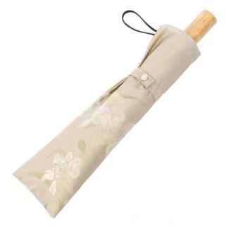 槙田商店【晴雨兼用折りたたみ傘】”絵おり” 百合：ベージュ FAA5064