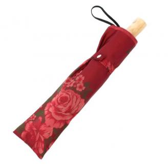 槙田商店【晴雨兼用折りたたみ傘】”絵おり” 大バラ：エンジ FAA5062