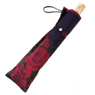 槙田商店【晴雨兼用折りたたみ傘】”絵おり” 大バラ：紺 FAA5063