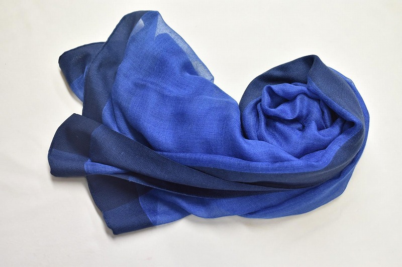 シルク×カシミヤストール Frame(ブルー)(男女兼用)天然素材ストール専門店muto FAA4027