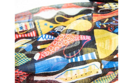 ふんわりシルクカシミヤストール スティグ・リンドベリ　ポテリー　マルチカラー ／ ファッション 織物 山梨県【西桂町との共通返礼品】【tab0160】