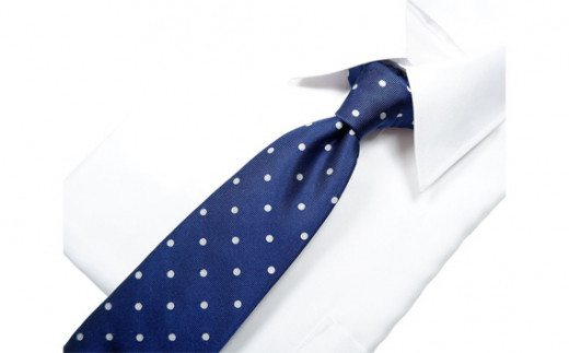 ネクタイ　富士桜工房　ドット　紺 ／ シルク おしゃれ 山梨県 特産品【西桂町との共通返礼品】【tab0168】