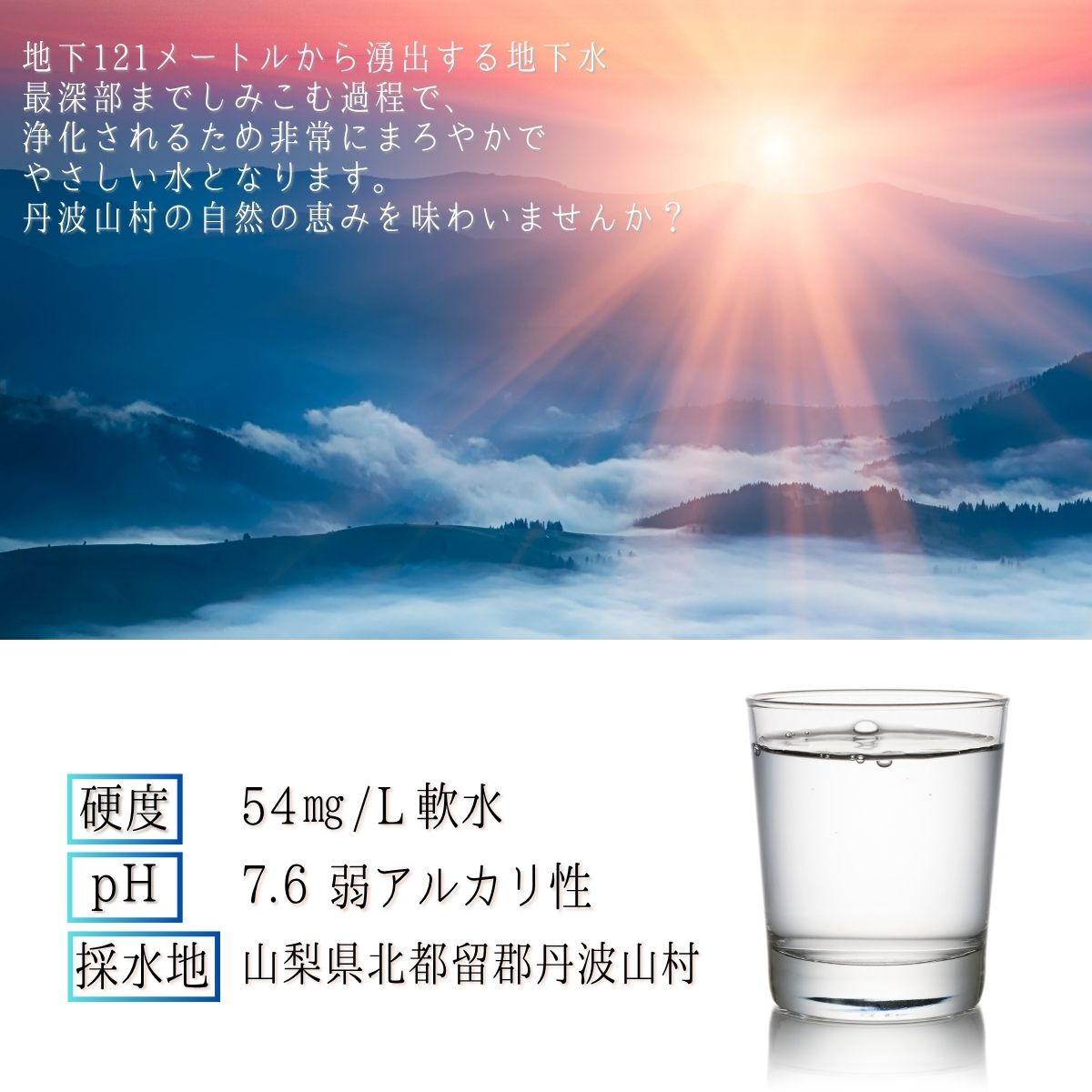 雲取のしずく（ナチュラルミネラルウォーター）（軟水）500ml×24本 雲取山由来の地下水 ／ 軟水 飲料水 ペットボトル 備蓄水 防災用品 災害対策 非常用 まろやか 人気 おいしい【tab0220】