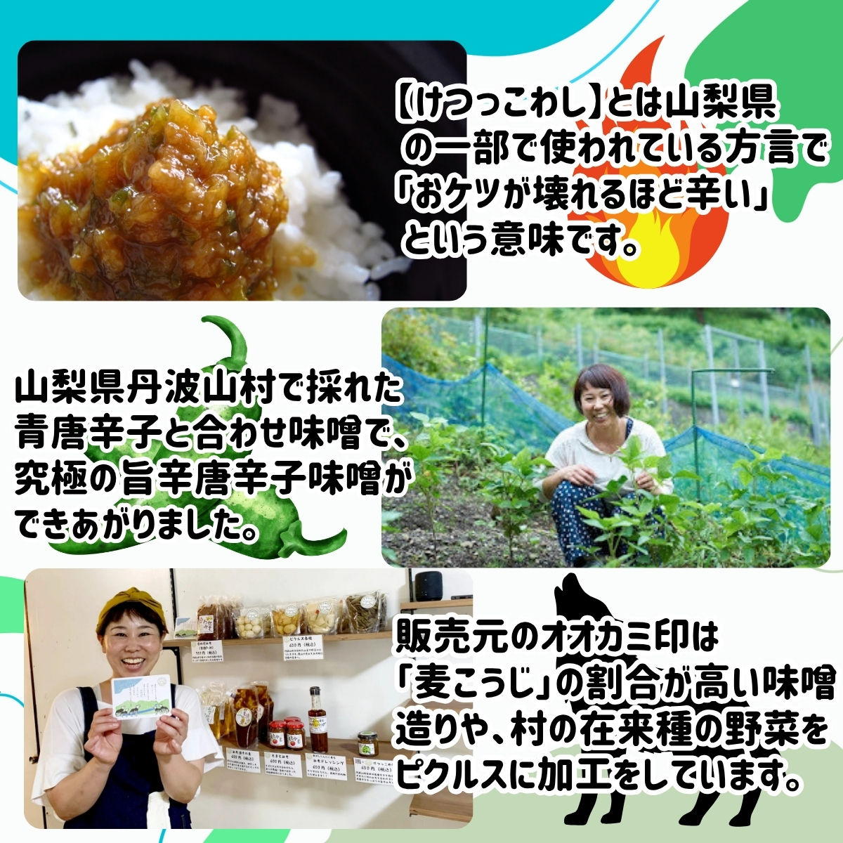 激辛国産青唐辛子味噌「けつっこわし」 【500ｇ×1本】辛くておいしい無添加合わせ味噌 辛いもの好き必見  美味 人気 癖になる旨さ 送料無料 山梨県 丹波山村【tab0223-501】