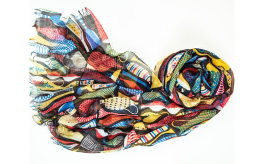 ふんわりシルクカシミヤストール スティグ・リンドベリ　ポテリー　マルチカラー ／ ファッション 織物 山梨県【西桂町との共通返礼品】【tab0160】