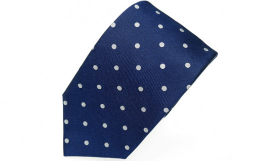 ネクタイ　富士桜工房　ドット　紺 ／ シルク おしゃれ 山梨県 特産品【西桂町との共通返礼品】【tab0168】