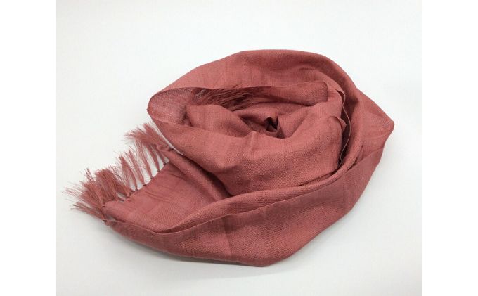 軽くて柔らかい上田紬のストール　えんじ