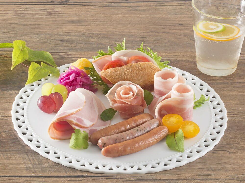 爽やか信州軽井沢 詰め合わせ セット Ｃ / 熟成 ロースハム 42g2個 熟成ベーコン 45g ビアシンケン 60g2個 熟成 あらびきウインナー 58g2個 熟成ハーブウインナー 58g ロース生ハム 30g2個 信州ハム