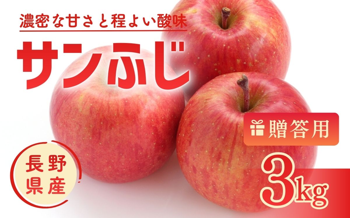 りんご サンふじ 3kg 贈答用 信州 フルーツ 果物　サンふじりんご 林檎 リンゴ サンふじ くだもの 旬の果物 旬のフルーツ 信州産 長野県産 長野 長野県 上田市