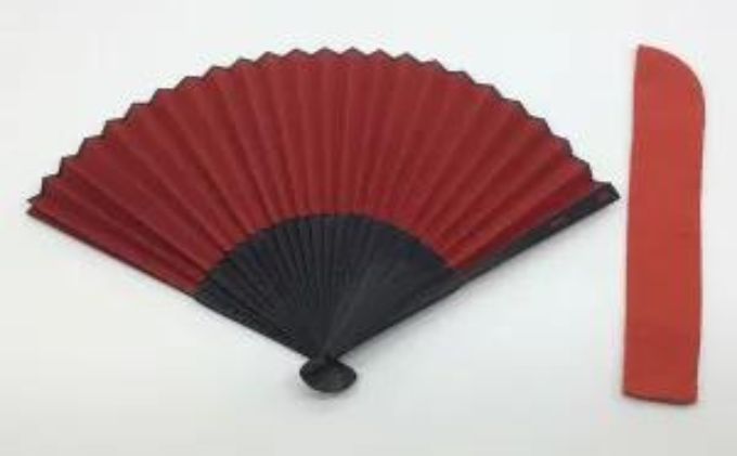 上田紬　赤備えの扇子＆扇子入れセット