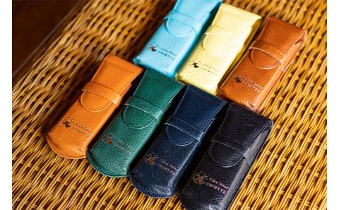 鹿革　ペンケース　【ターコイズ】