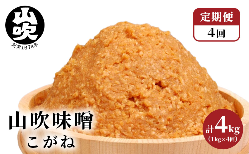 【固定月 定期便】山吹味噌　こがね　4kg （1kg×年4回分）