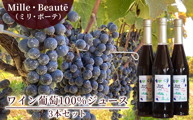 Mille・Beaute (ミリ・ボーテ)ワイン葡萄100%ジュース 赤3本セット