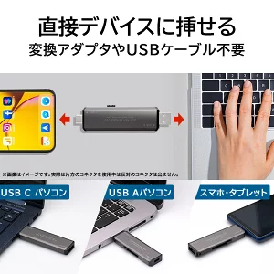 【031-07】ロジテック ポータブルSSD 500GB Type-A/C両対応 スティック型 USBメモリサイズ USB3.2(Gen2) TyoeC PS4/5/5Pro 動作確認済み 読み込み1000MB/秒【LMD-SPCH050UAC】