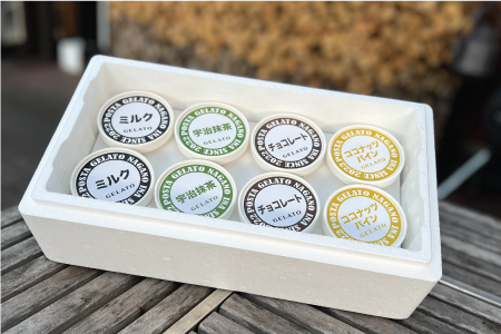 伊那ご当地人気ジェラート 定番 130ml×8個セット（ミルク×2個、チョコ×2個、抹茶×2個、ココナッツパイン×2個）｜ジェラート アイス ご当地ジェラート 伊那ジェラート 伊那スイーツ 長野ジェラート 信州ジェラート 人気スイーツ 伊那 ふるさと納税【015-28】