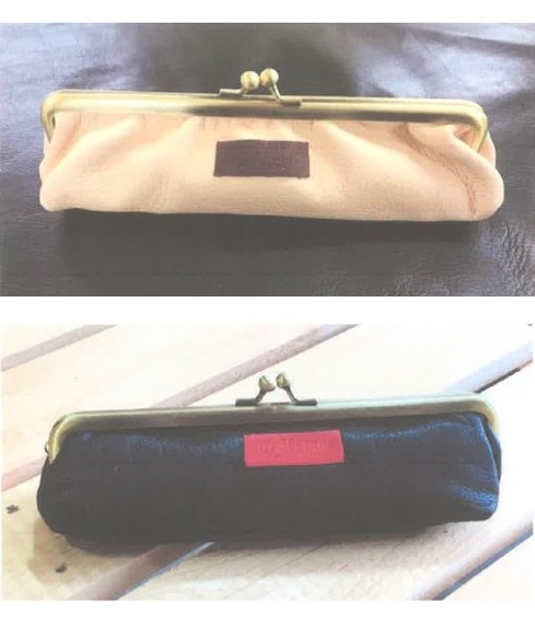 伊那谷産鹿革使用 がま口ペンケース（革色を1つお選びください：赤、黒、白、茶、青、緑、黄、ピンク、オレンジ）｜がま口 ペンケース 選べる色 文房具 えんぴつ ボールペン 伊那 信州 長野県【017-08】