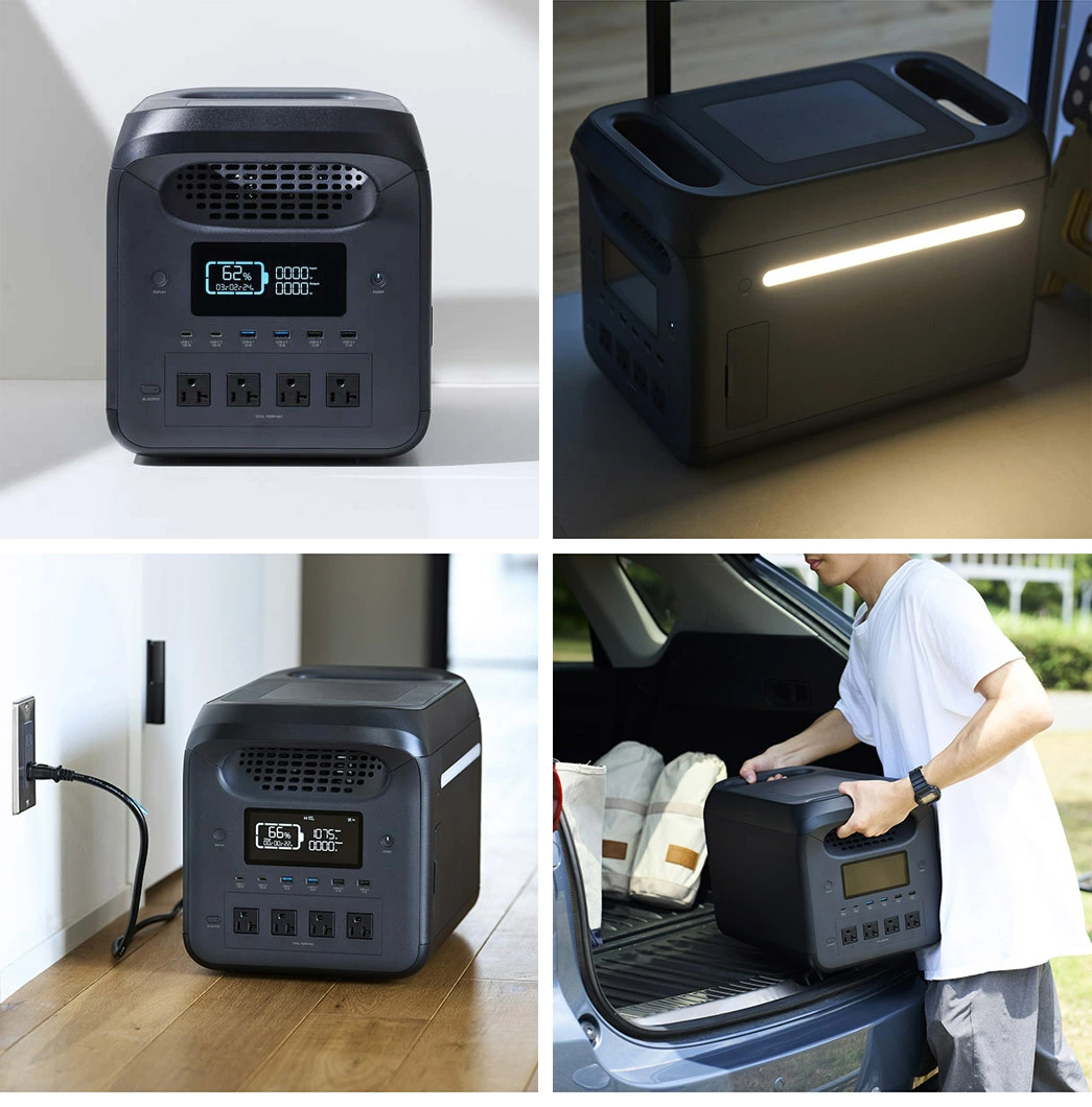 【550-01】ロジテック ポータブル電源 1200P 容量 1229Wh AC出力 1500W【DE-PS1200PLBK】