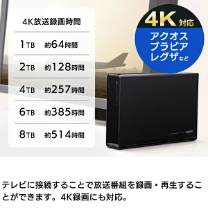 【060-14】ロジテック HDD 4TB USB3.1(Gen1) / USB3.0 国産 TV録画 省エネ静音 外付け ハードディスク テレビ 3.5インチ 4K録画 PS4/PS4 Pro対応【LHD-ENA040U3WS】