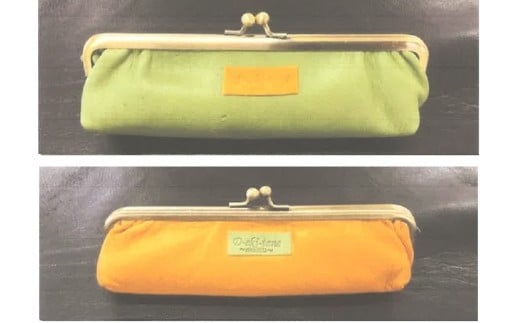 伊那谷産鹿革使用 がま口ペンケース（革色を1つお選びください：赤、黒、白、茶、青、緑、黄、ピンク、オレンジ）｜がま口 ペンケース 選べる色 文房具 えんぴつ ボールペン 伊那 信州 長野県【017-08】