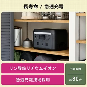 【220-07】ロジテック ポータブル電源 500P 容量 512Wh AC出力 600W【DE-PS500PLBK】