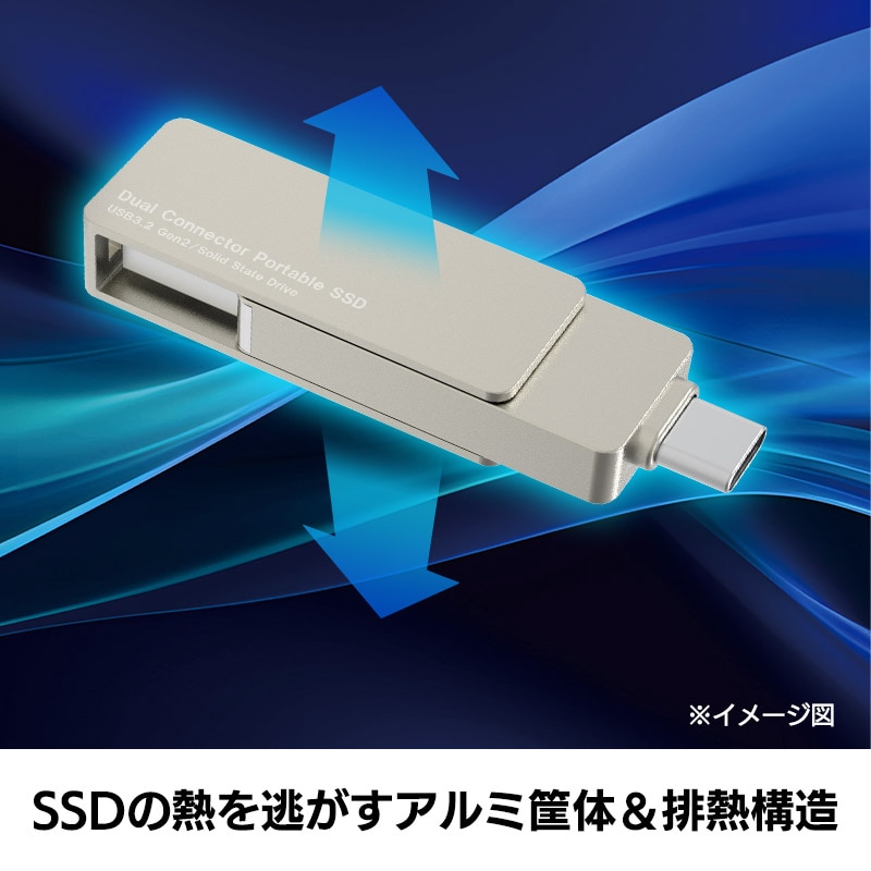 【044-08】ロジテック 外付けSSD 1TB Type-A/C両挿し スティック型 コンパクトUSBメモリサイズ USB3.2(Gen2) iPhone15/16/16Pro PS4/5/5Pro 動作確認済み【LMD-SPE100UAC】