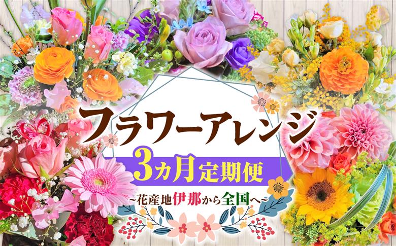 フラワーアレンジの定期便（ギフトにも）花産地伊那から全国へ　3ヶ月｜フラワーアレンジ 伊那 花 ギフト プレゼント はな 華やか 四季 信州 ふるさと納税【060-09】