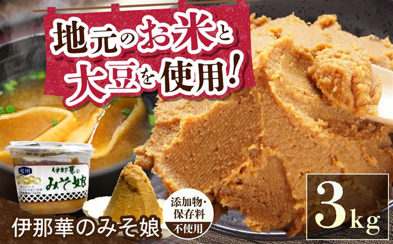 味噌 伊那華のみそ娘 みそ 3kg箱｜味噌 みそ 調味料 伊那 いな 長野県 ふるさと納税 大豆 お土産 【012-57】