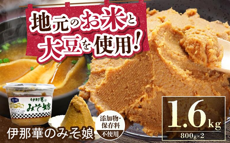 味噌 伊那華のみそ娘 みそ 800g×2個セット｜味噌 みそ 調味料 伊那 いな 長野県 ふるさと納税 大豆 お土産【009-41】