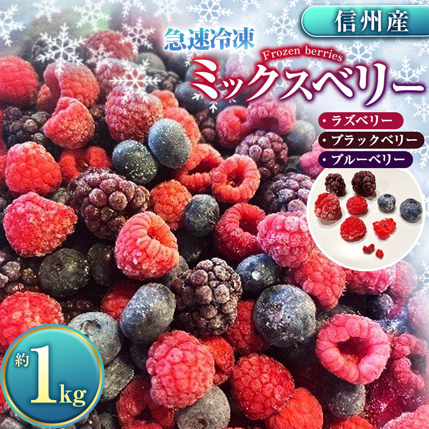先行予約 ベリー ミックス 信州 伊那産 冷凍 ミックスベリー 1kg 国産 ベリー 3種 ：ラズベリー ・ ブラックベリー ・ ブルーベリー | 果物 フルーツ ベリー 手摘み 急速冷凍 木の実 スムージー ビタミンC 長野県 伊那市 【019-13】