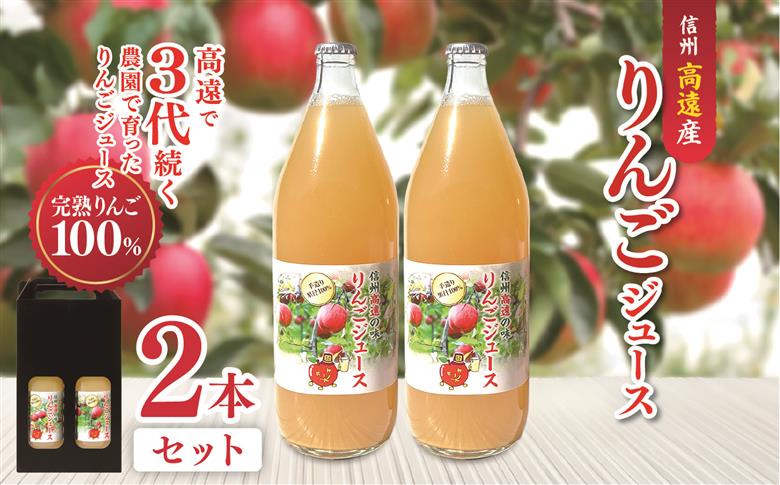 高遠産　リンゴジュース2本セット｜伊那市 伊那 りんごジュース りんご 飲料 果物 フルーツ 甘い フレッシュ ふるさと納税【008-18】