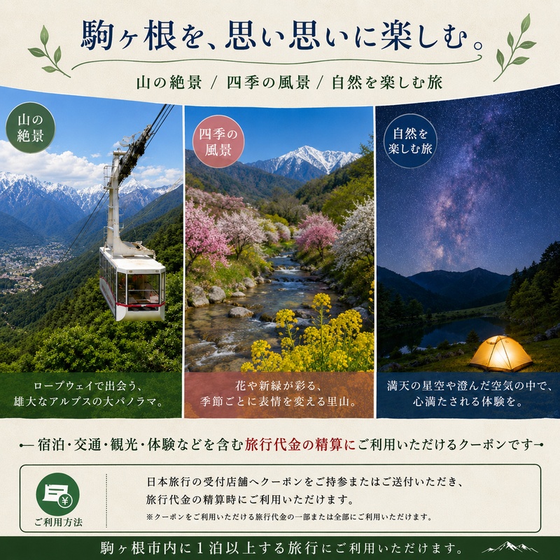 長野県駒ヶ根市　日本旅行　地域限定旅行クーポン150,000円