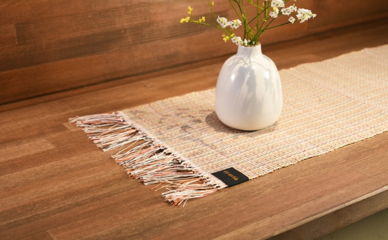 【BEAMS JAPAN監修】「伝統的工芸品」伊那紬 テーブルセンター 駒ヶ根市 インテリア （ピンク系）