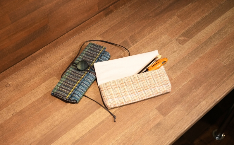 【BEAMS JAPAN監修】「伝統的工芸品」伊那紬 ペンケース 駒ヶ根市 雑貨 文房具（ネイビー系）