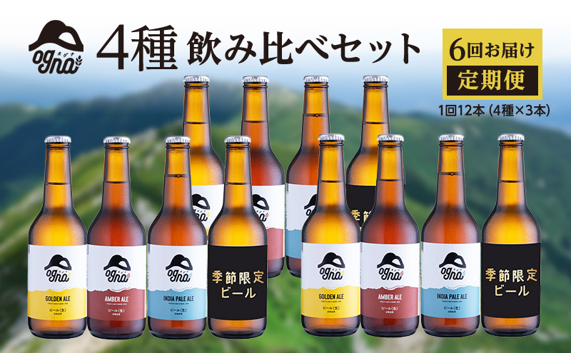【6回お届け定期便／奇数月発送】南信州ビールOgna「12本4種飲み比べセット×6回」