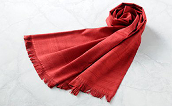 「伝統的工芸品」伊那紬（スカーフ）エンジ①