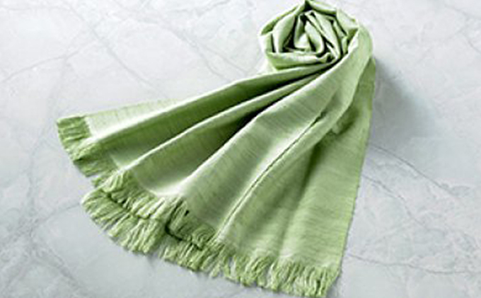 「伝統的工芸品」伊那紬（スカーフ）柳葉色②