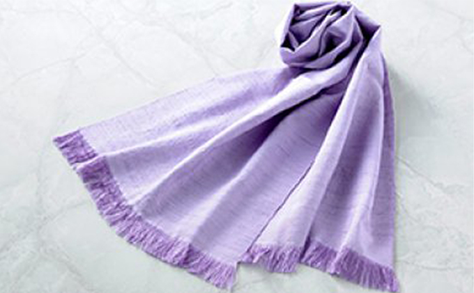 「伝統的工芸品」伊那紬（スカーフ）藤色⑦