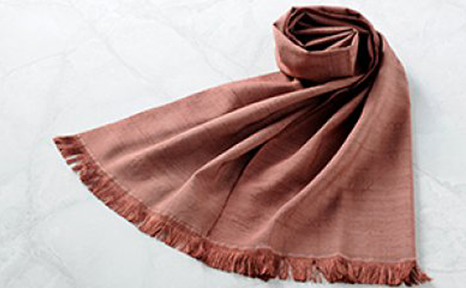 「伝統的工芸品」伊那紬（スカーフ）赤⑧