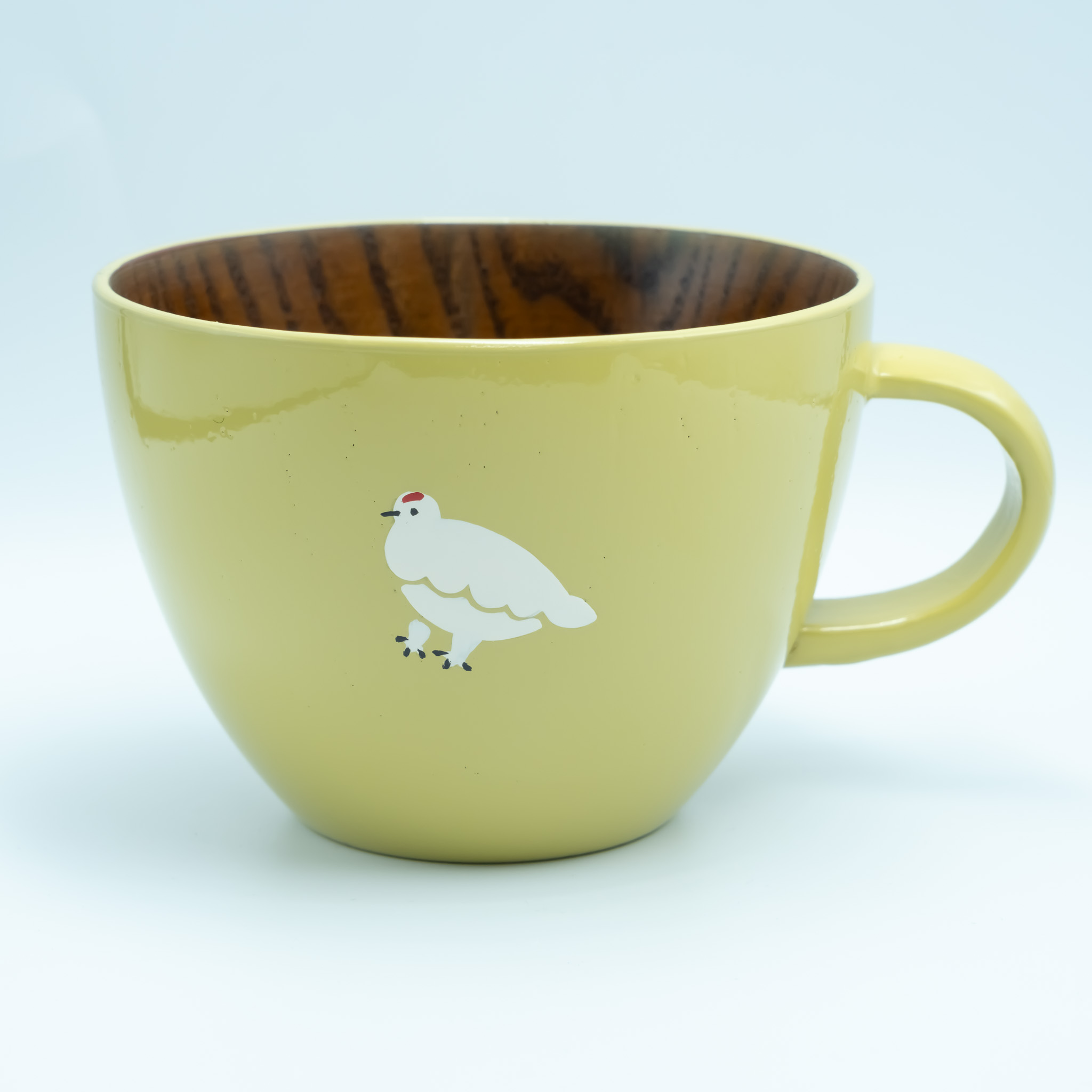 【クリーム】漆絵入り 木製スープマグ(Ba-033)