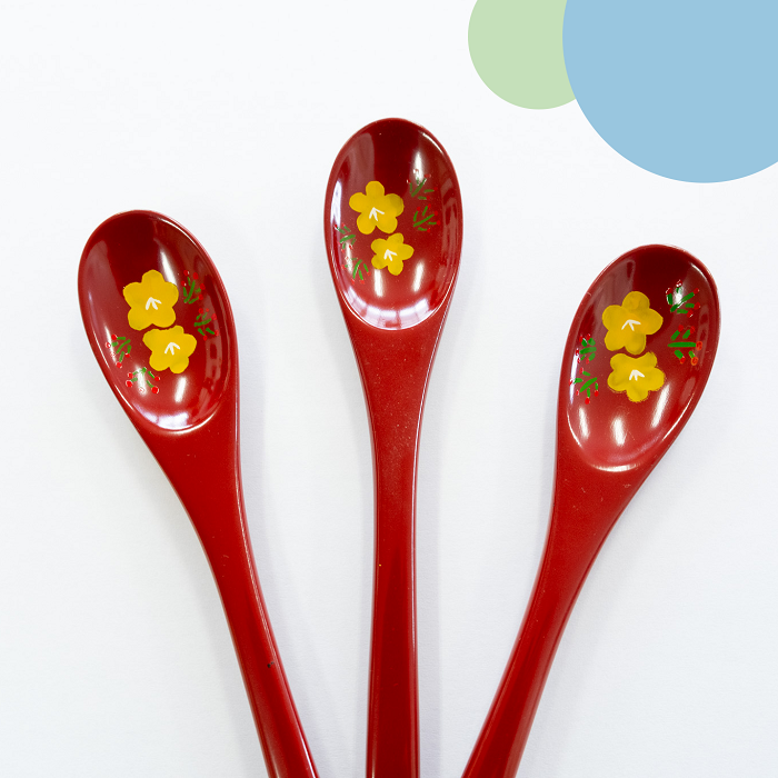 「信州の名工」による漆絵入り 小さなスプーン（赤漆塗）(Ba-029)