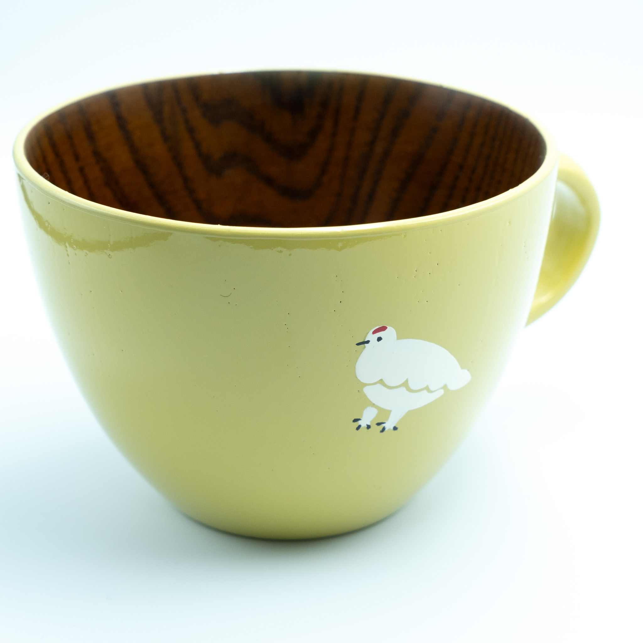 【クリーム】漆絵入り 木製スープマグ(Ba-033)