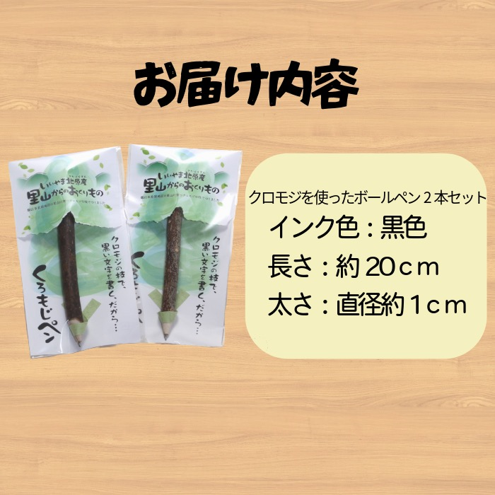 【いいやま北原産】くろもじペン 2本セット（Bp-001）
